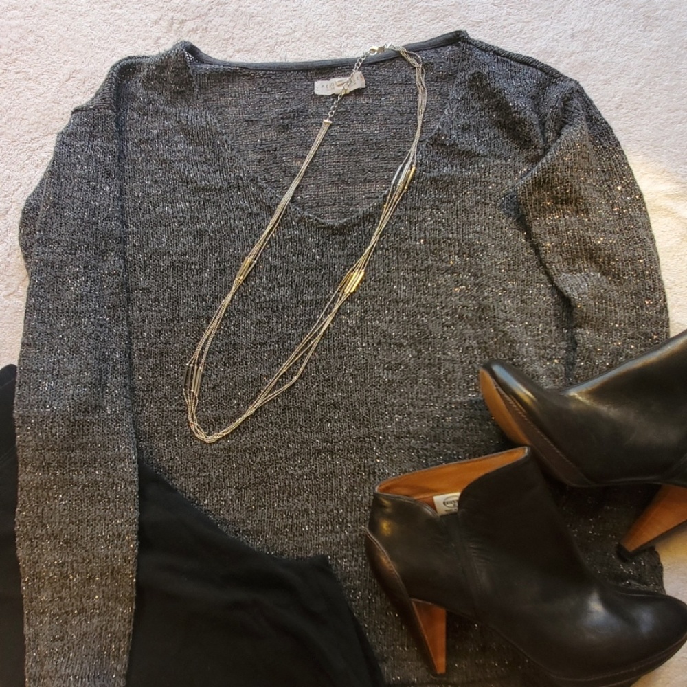 Gray with tinsel light knit